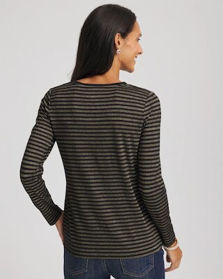 Touch of Cool™ Metallic Striped Layering Tee click to view larger image.