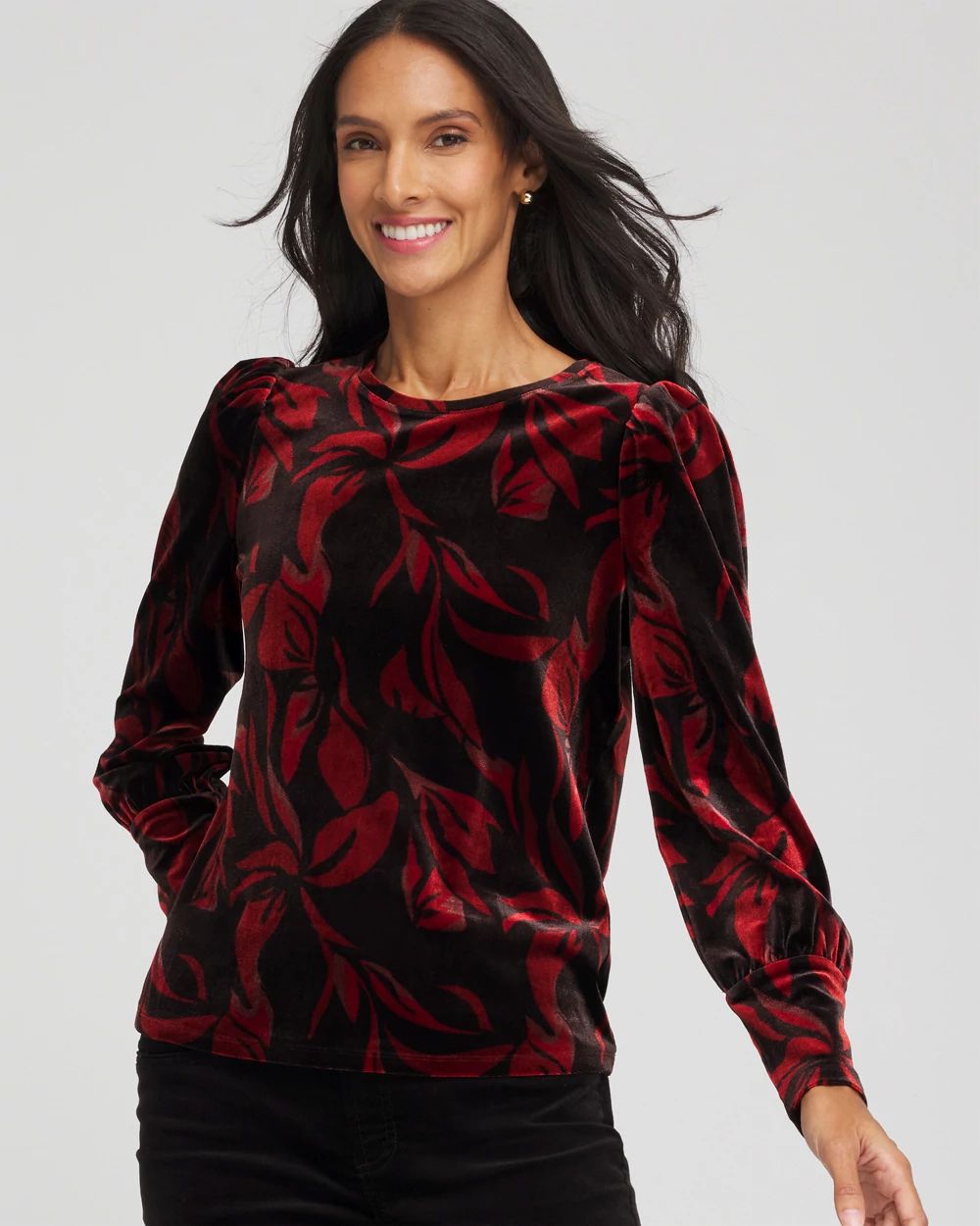 Velvet Rose Banded-Cuff Top