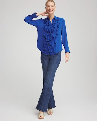 Ruffle-Trim Chiffon Blouse click to view larger image.