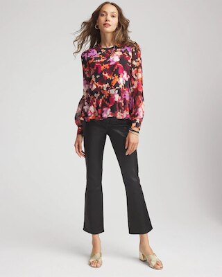 Printed Chiffon Peplum Top click to view larger image.