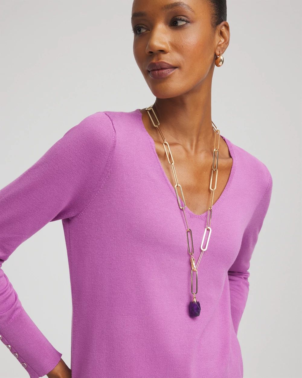 Amethyst Stone Link Chain Necklace