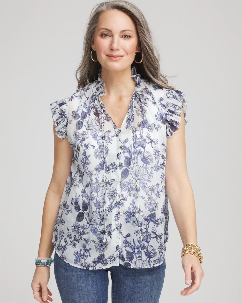 Butterfly Ruffle Collar Blouse