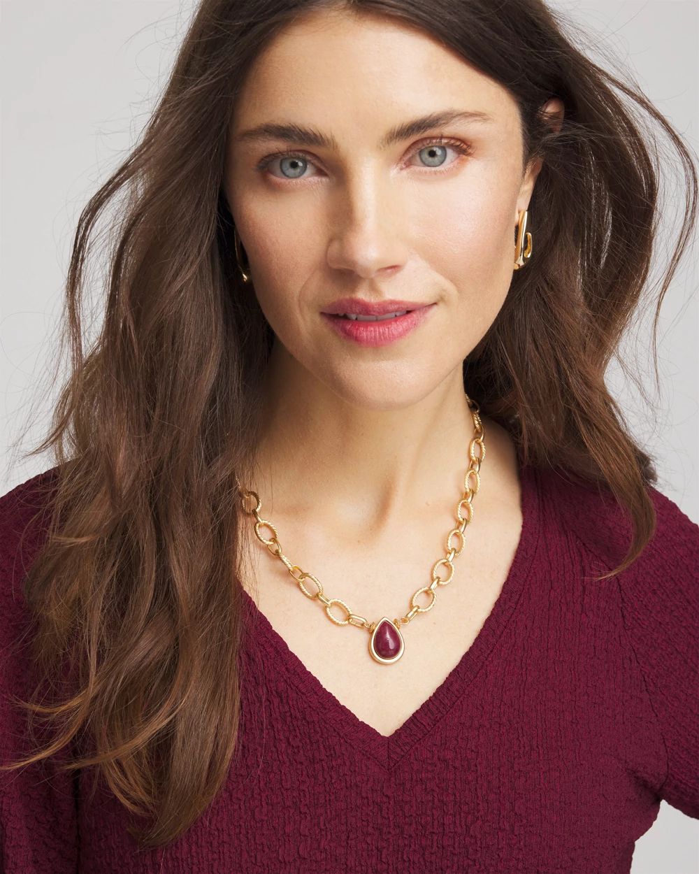 Convertible Three-Strand Stone Pendant Necklace