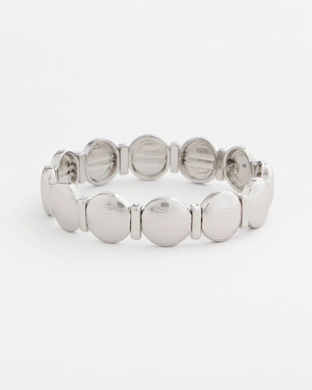 Silver Textured Circle Stretch Bracelet