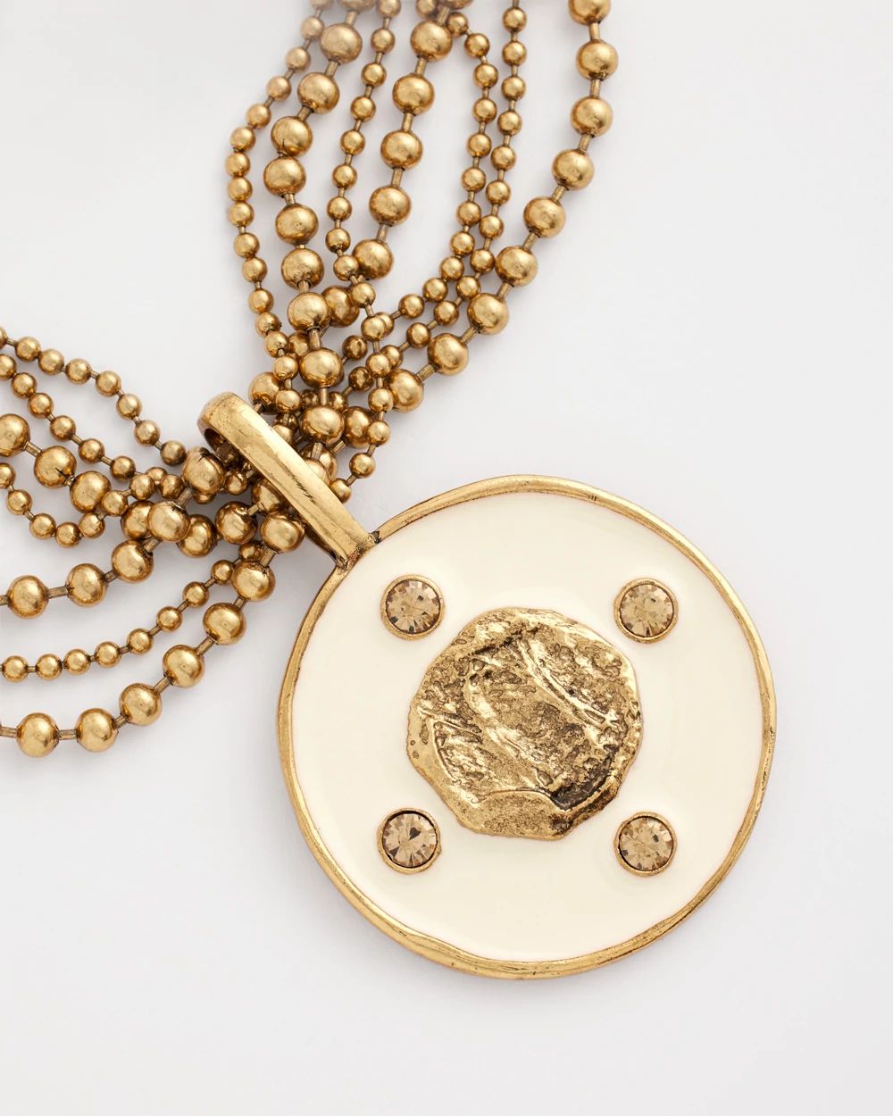 White Enamel Pendant Necklace