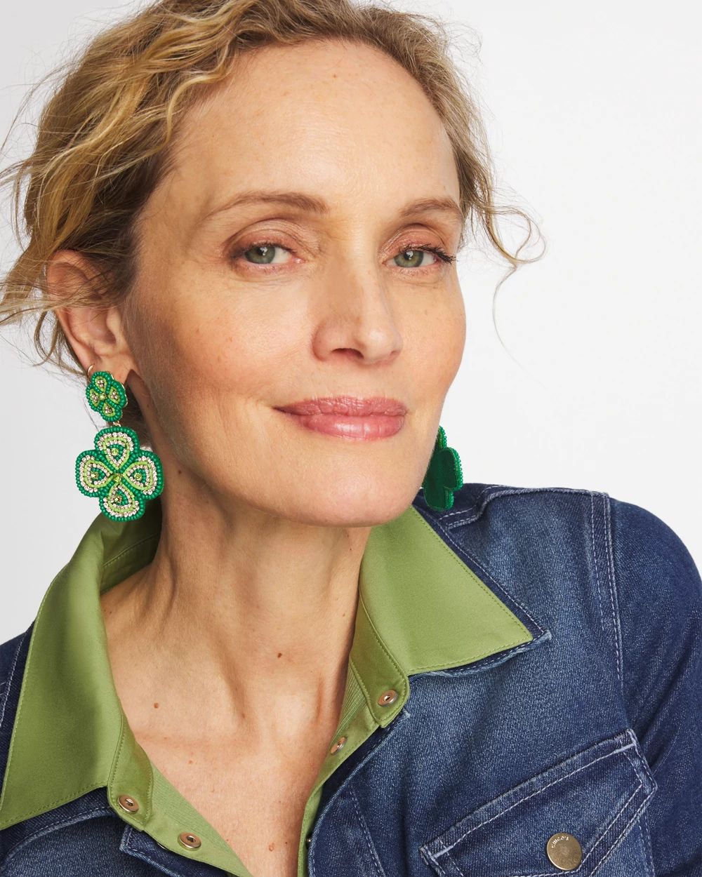 Clover Drop On Post Earrings