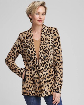 Animal Print Sweater Blazer