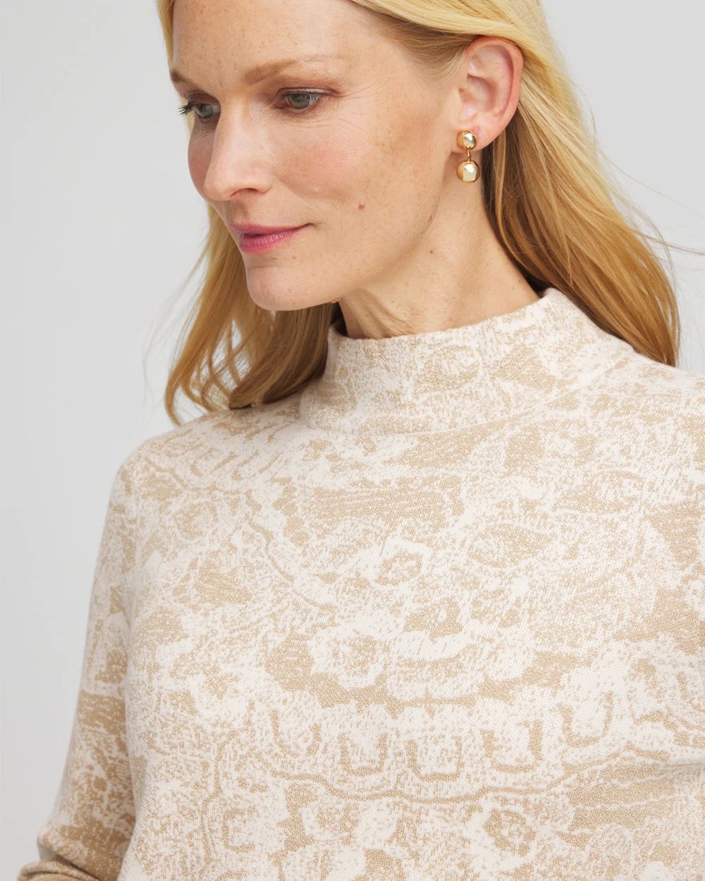 Ella Jacquard Mockneck Sweater