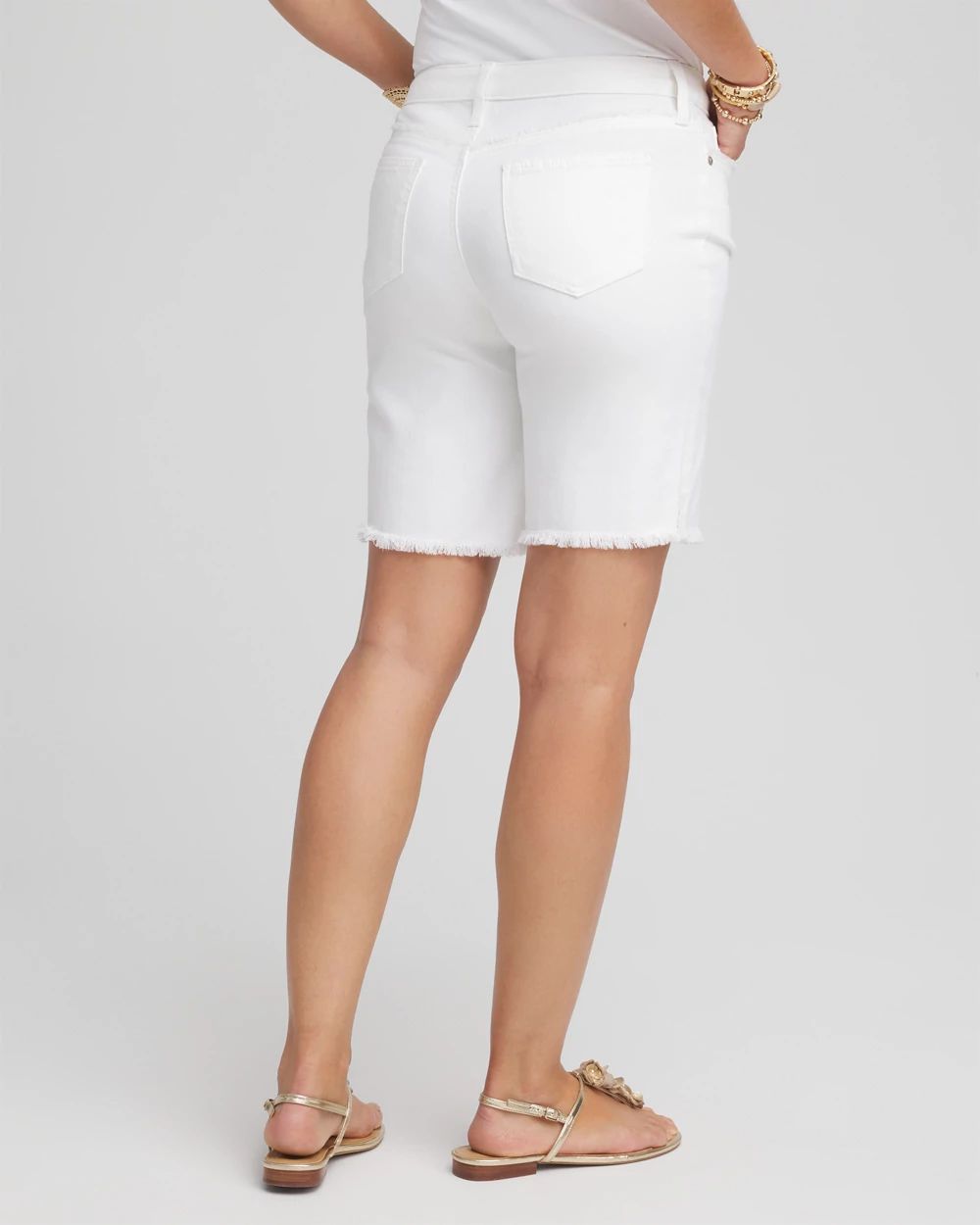 So Slimming® Frayed Girlfriend Jean Shorts click to view larger image.