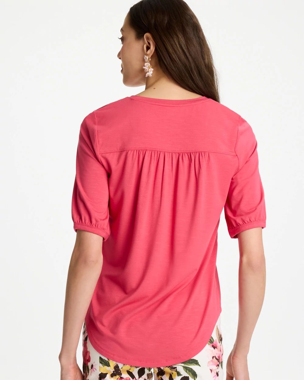 Shirred Elbow Sleeve Tee click to view larger image.