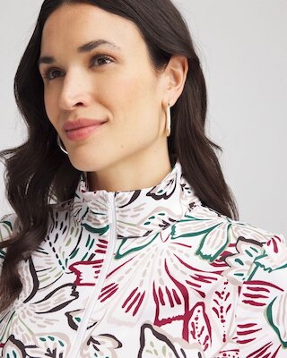Zenergy® UPF Floral Mockneck Golf Top click to view larger image.