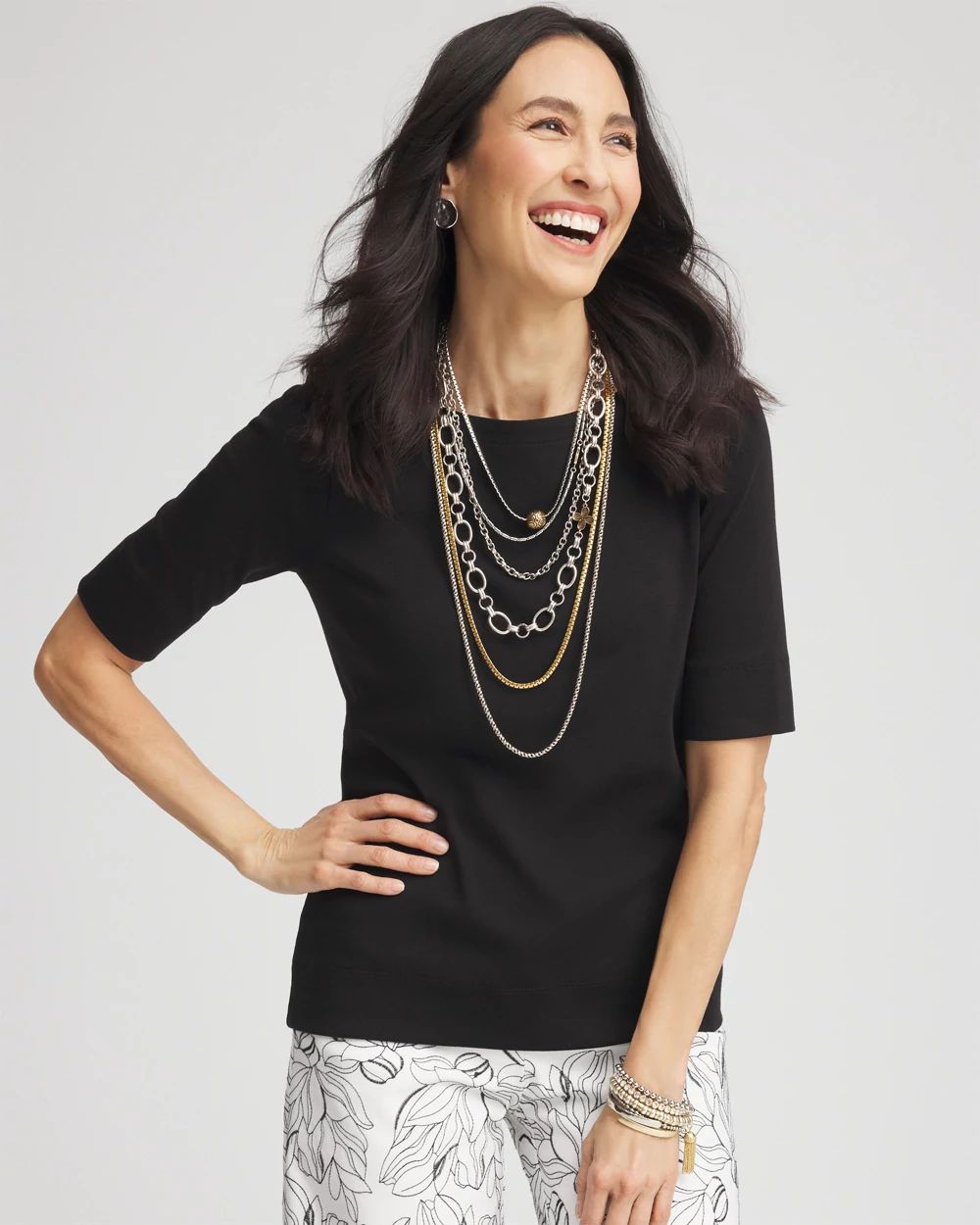 Pima Cotton Bateau-Neck Tee
