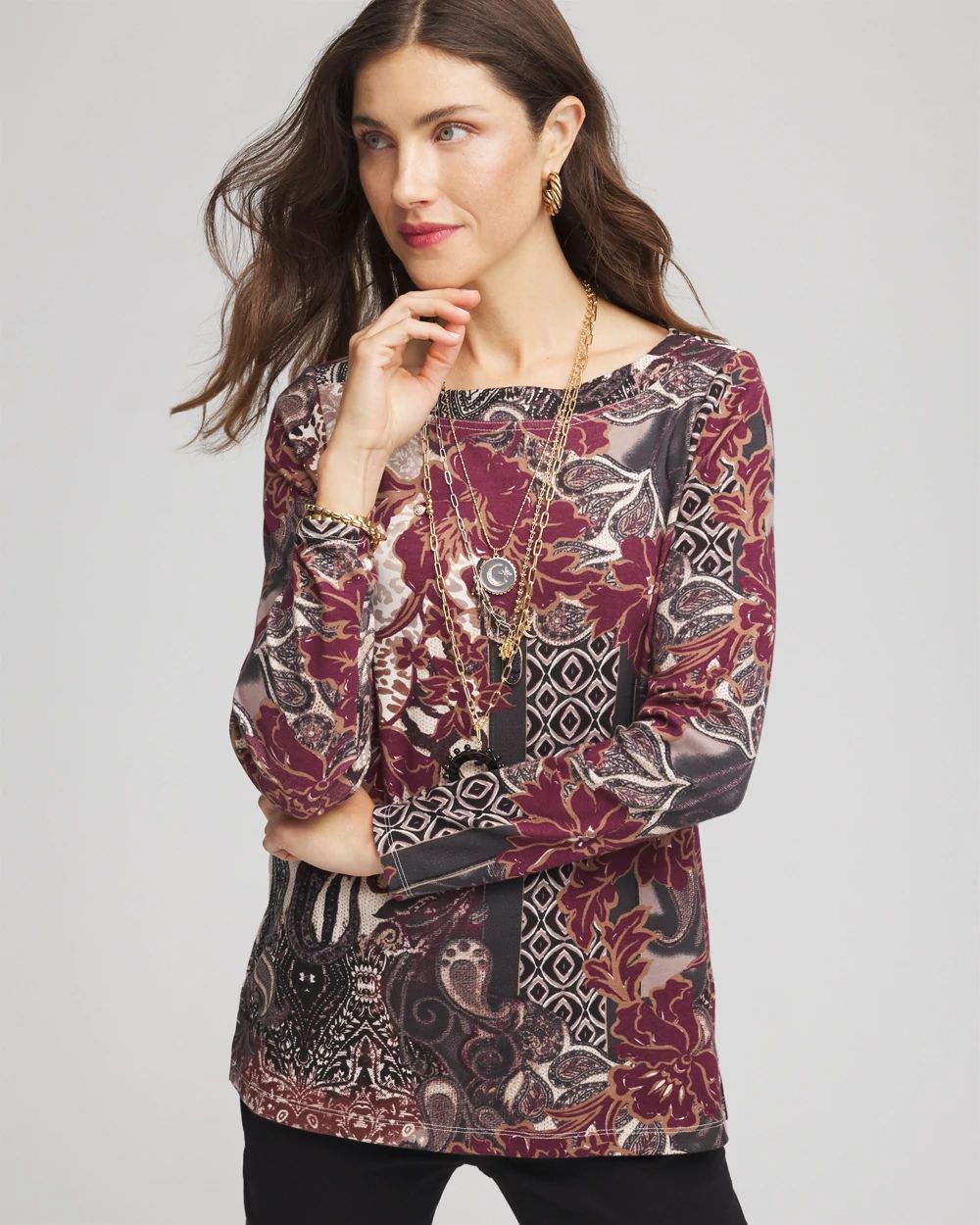 Printed Pima Cotton Bateau-Neck Tee