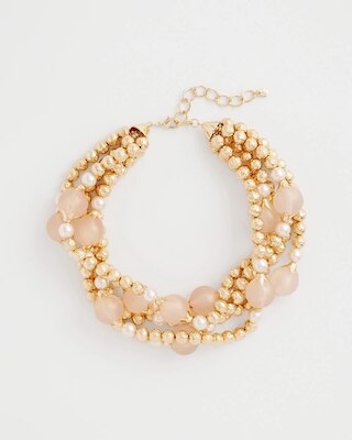 Gold Pink Chunky Beaded Necklace