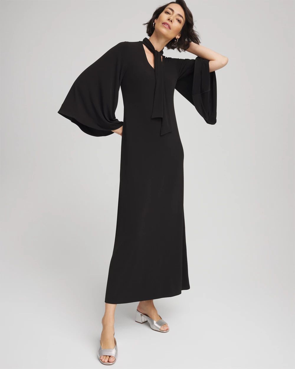 Flutter-Sleeve Tie-Front Dress