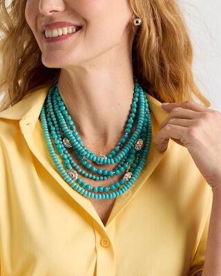 Turquoise Multistrand Bib Necklace click to view larger image.