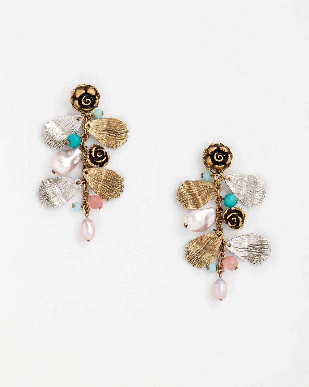 Floral Pearl Charm Earrings