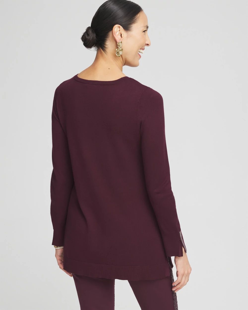 Embellished Crew Neck Sweater Tunic