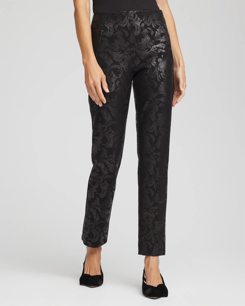 Juliet Black Foiled  Slim Ankle Pants