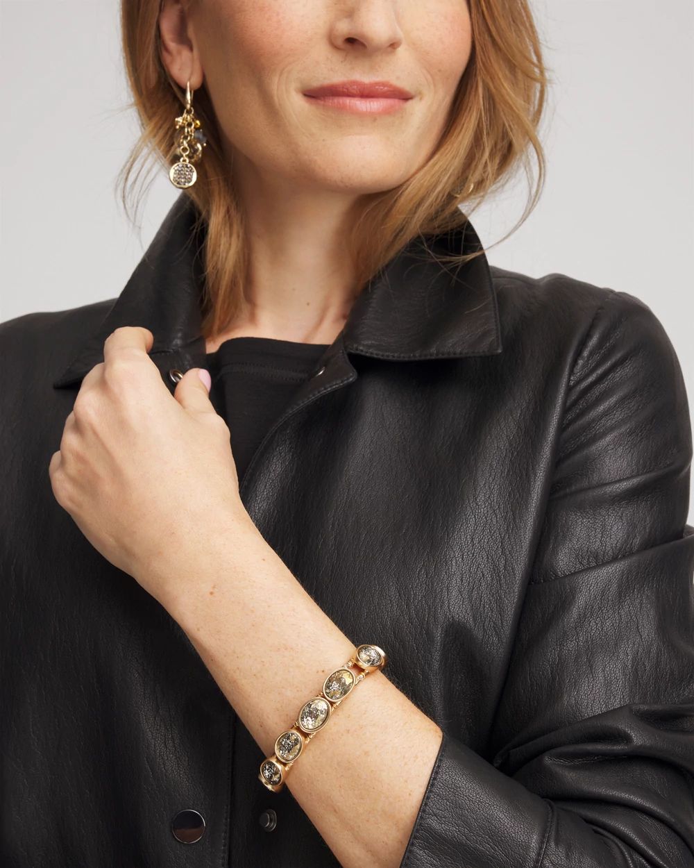 Large Faceted Gem Stretch Bracelet