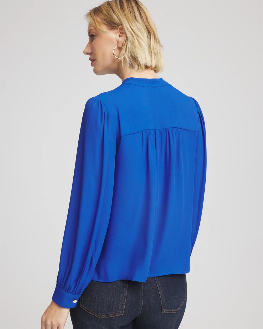 Splitneck Pullover Crepe Blouse