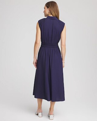 Smocked-Waist Shirtdress click to view larger image.