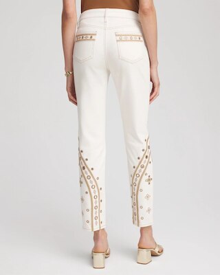 Embellished Girlfriend Slim Ankle Jeans click to view larger image.