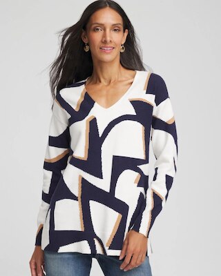 Geo Intarsia V-Neck Tunic click to view larger image.