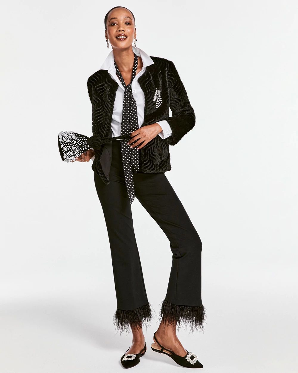 Juliet Feathered Flared Cropped Pants