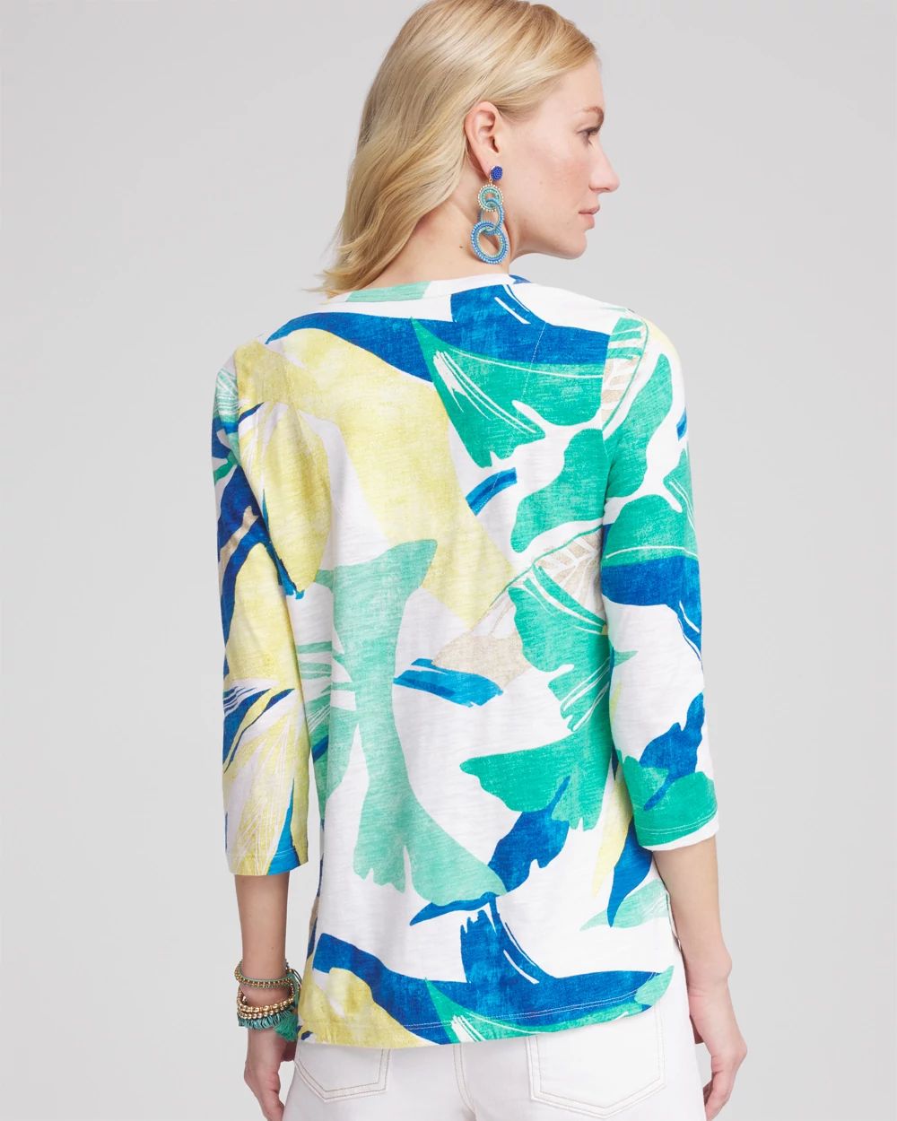 Ocean Print Slub Scoop-Neck Tee