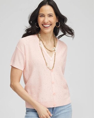 Sequin Short-Sleeved Cardigan