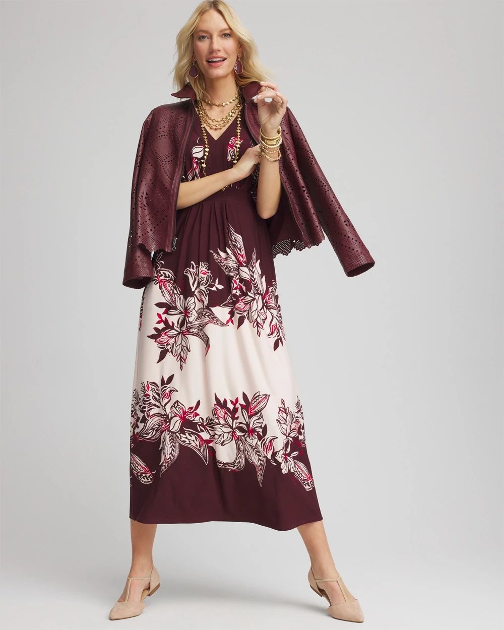 Petite Floral Flutter-Sleeve Maxi Dress