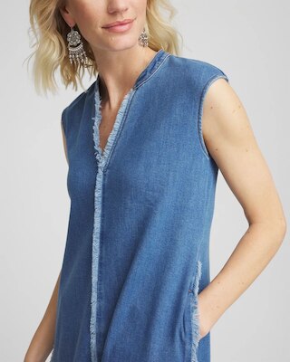 Frayed Denim Maxi Dress click to view larger image.