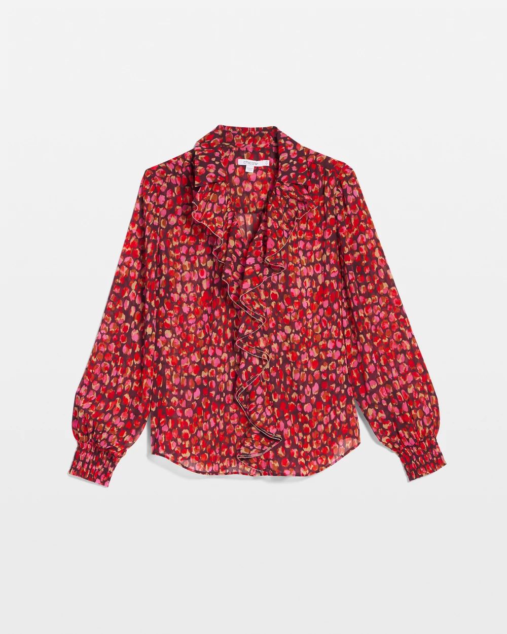 Chiffon Ruffle-Trim Blouse