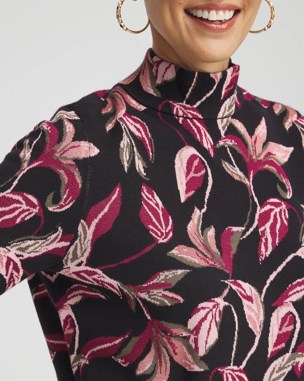 Jacquard Mock Neck Sweater