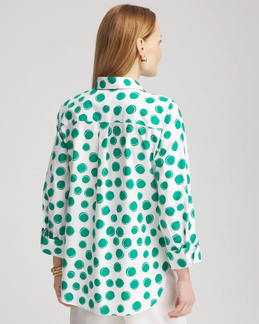 No Iron™ Polka-Dot Sateen Shirt click to view larger image.