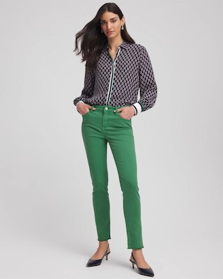 Girlfriend Fray Hem Ankle Jeans click to view larger image.