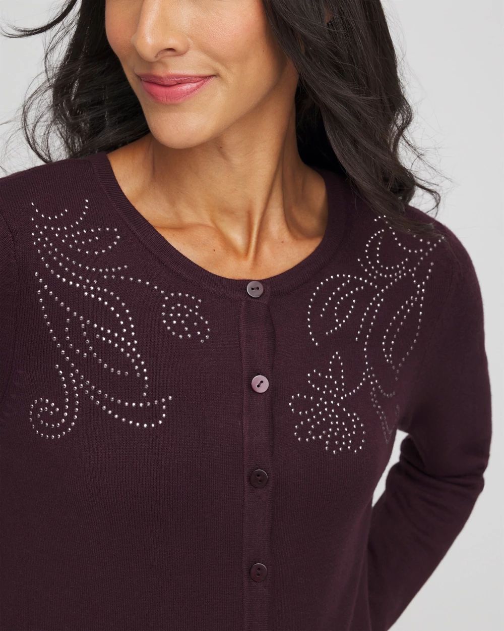 Embellished Crewneck Cardigan
