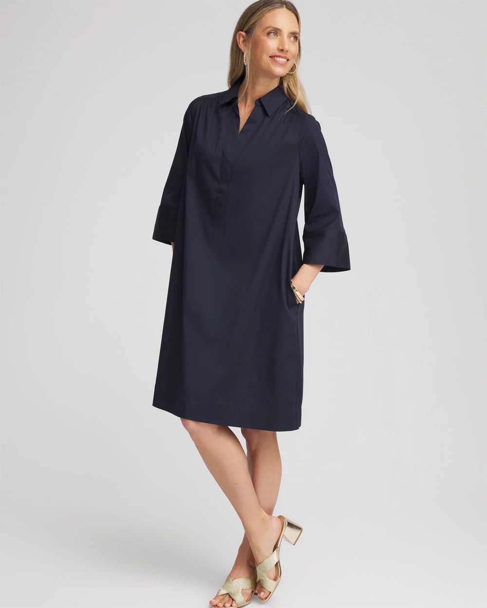 Cotton-Blend Popover Dress click to view larger image.