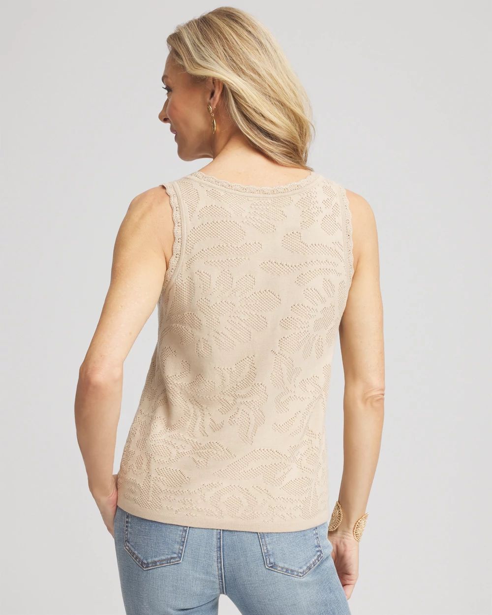 Pointelle Lace Scallop Sweater Tank
