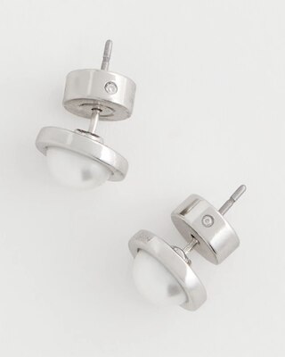 Silver Pearl Stud Earrings click to view larger image.