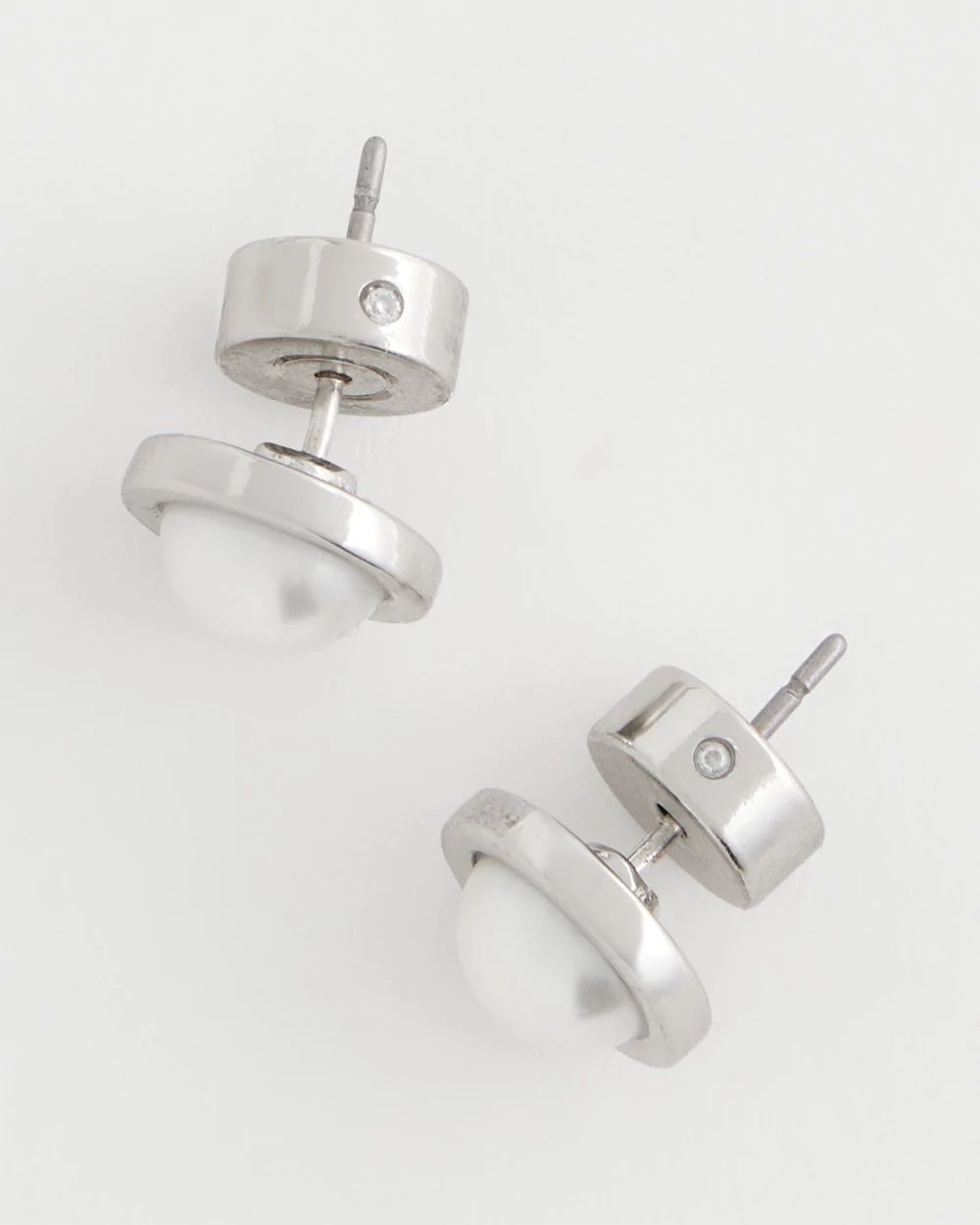 Silver Pearl Stud Earrings