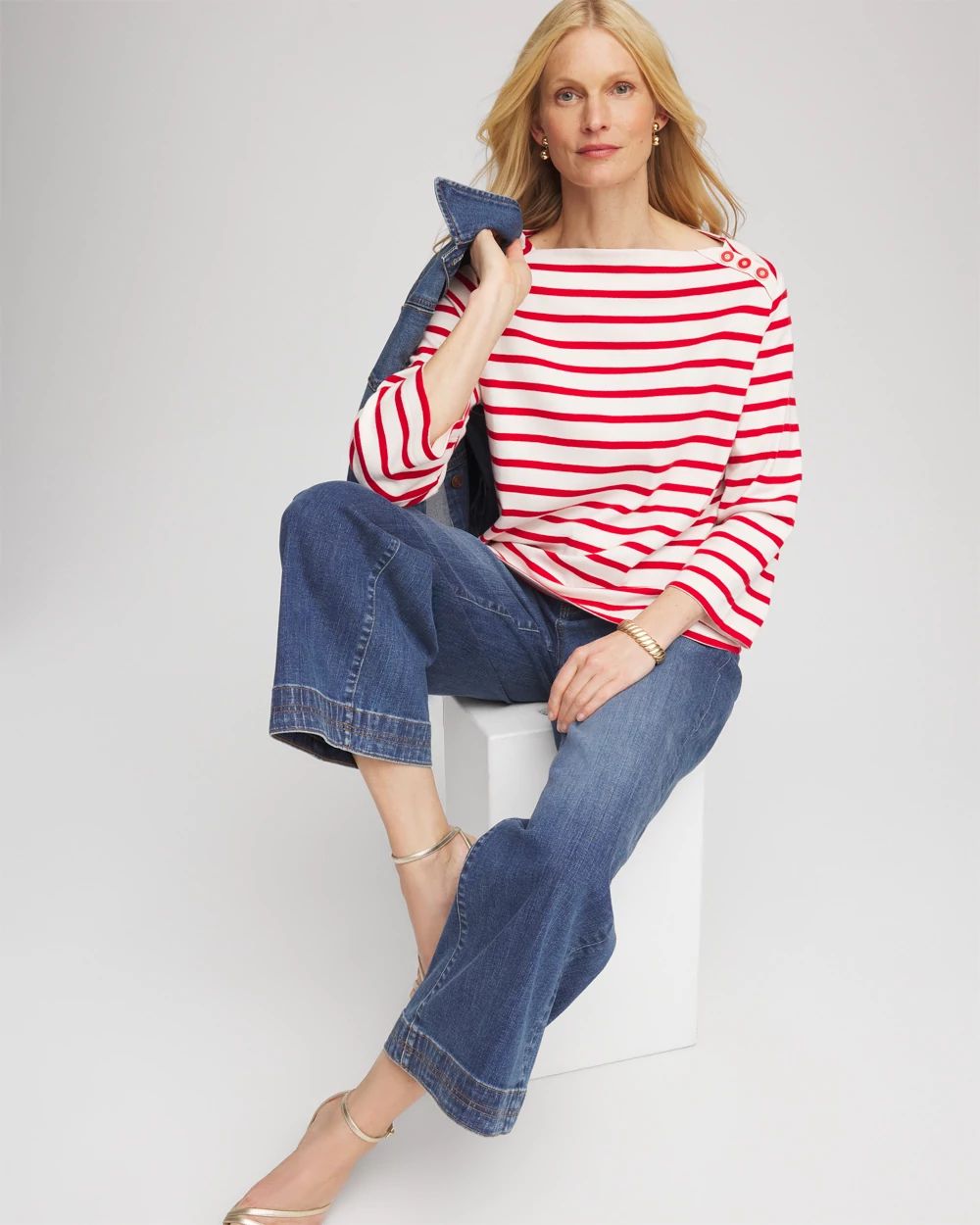 Bateau Neck Stripe Top click to view larger image.