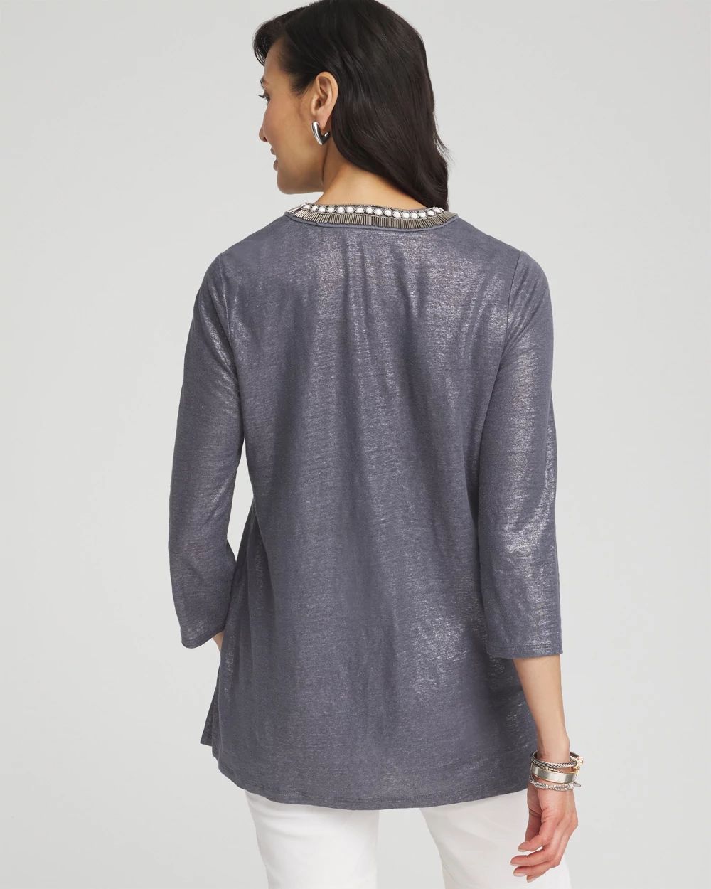 Linen Foil Embellished Tunic click to view larger image.