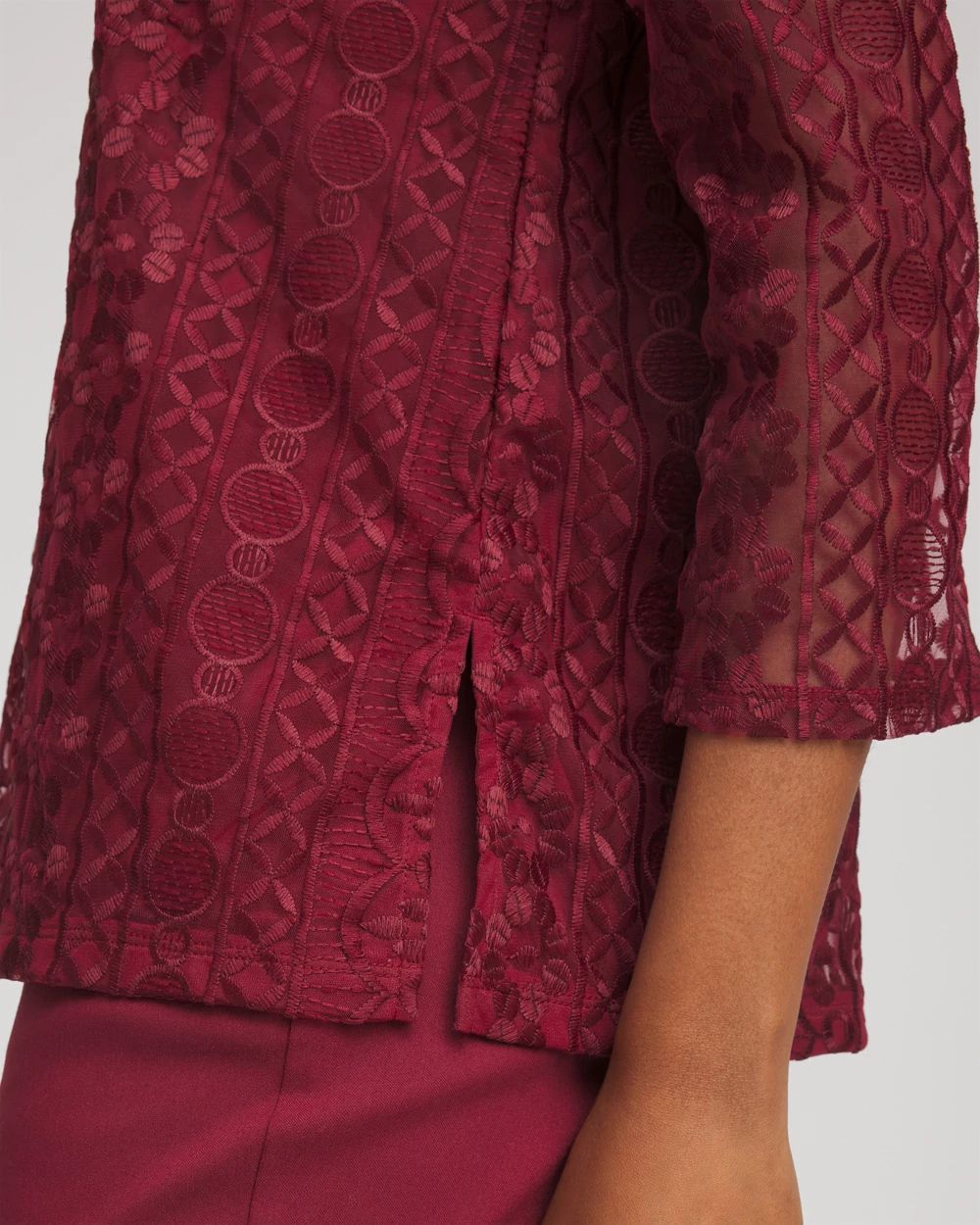 Embroidered Mesh Tunic Top click to view larger image.
