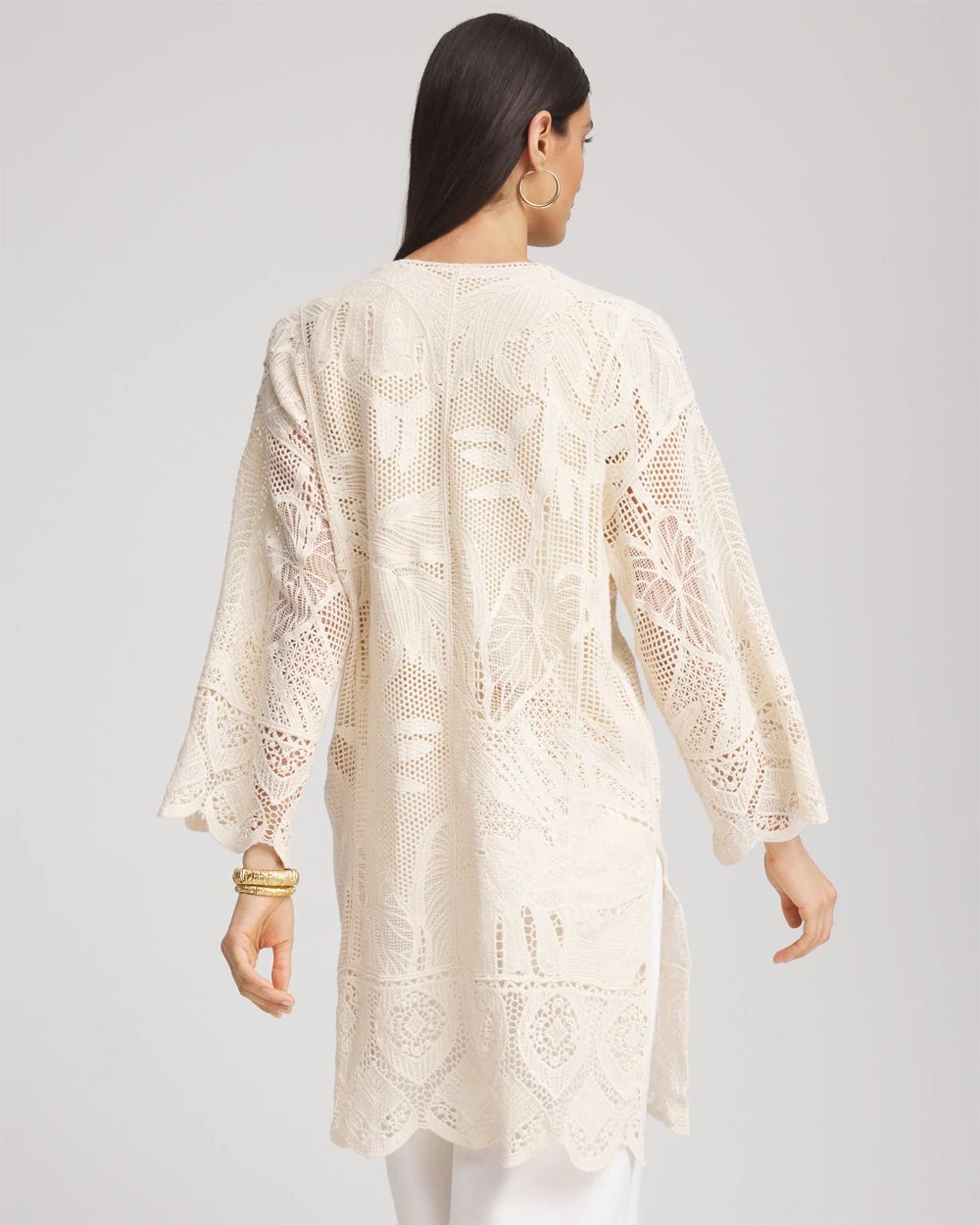 Cutwork Crochet-Lace Long Kimono