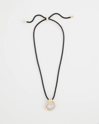 Adjustable Tri-Tone Pendant Necklace