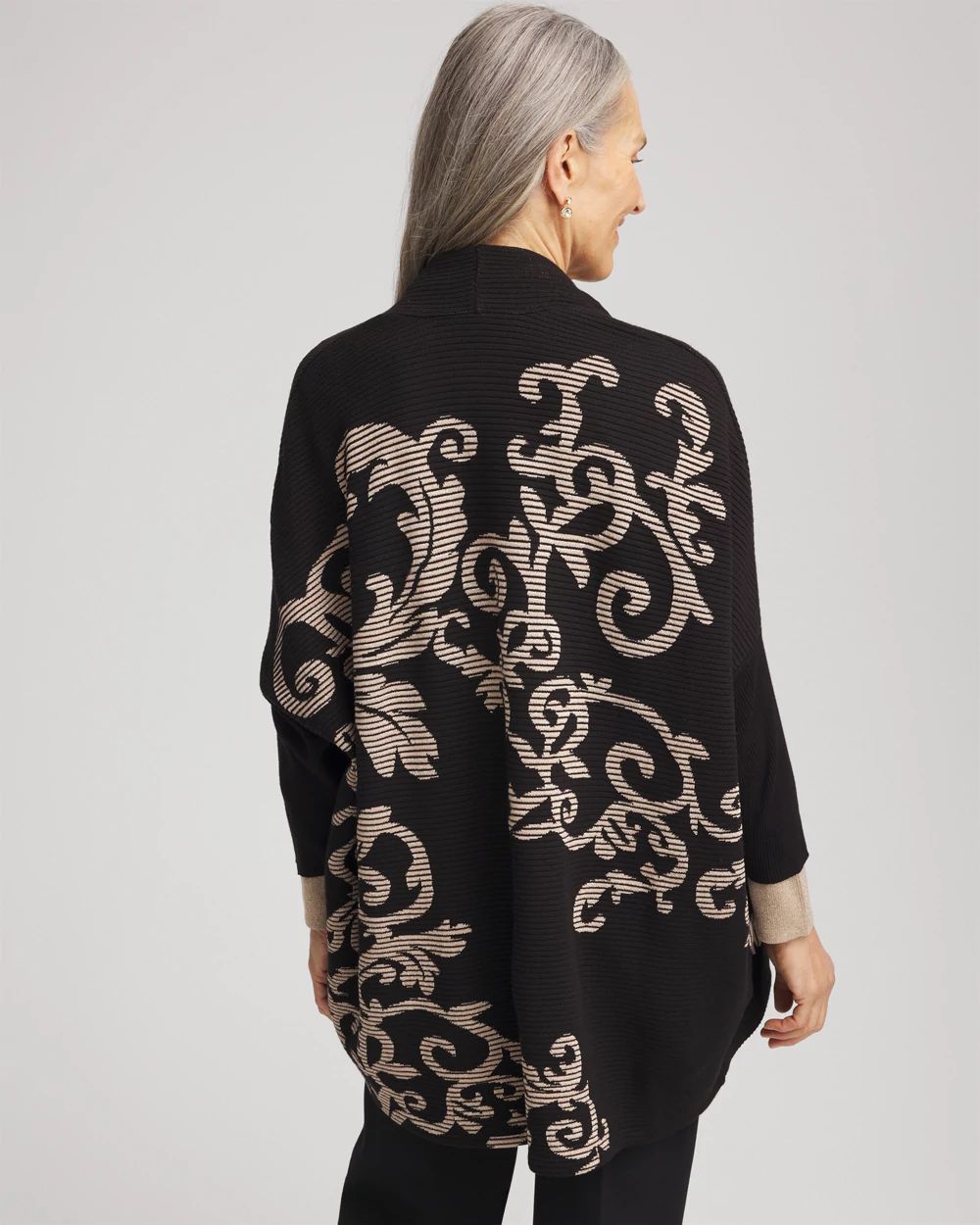 Ottoman Jacquard Cocoon Cardigan click to view larger image.