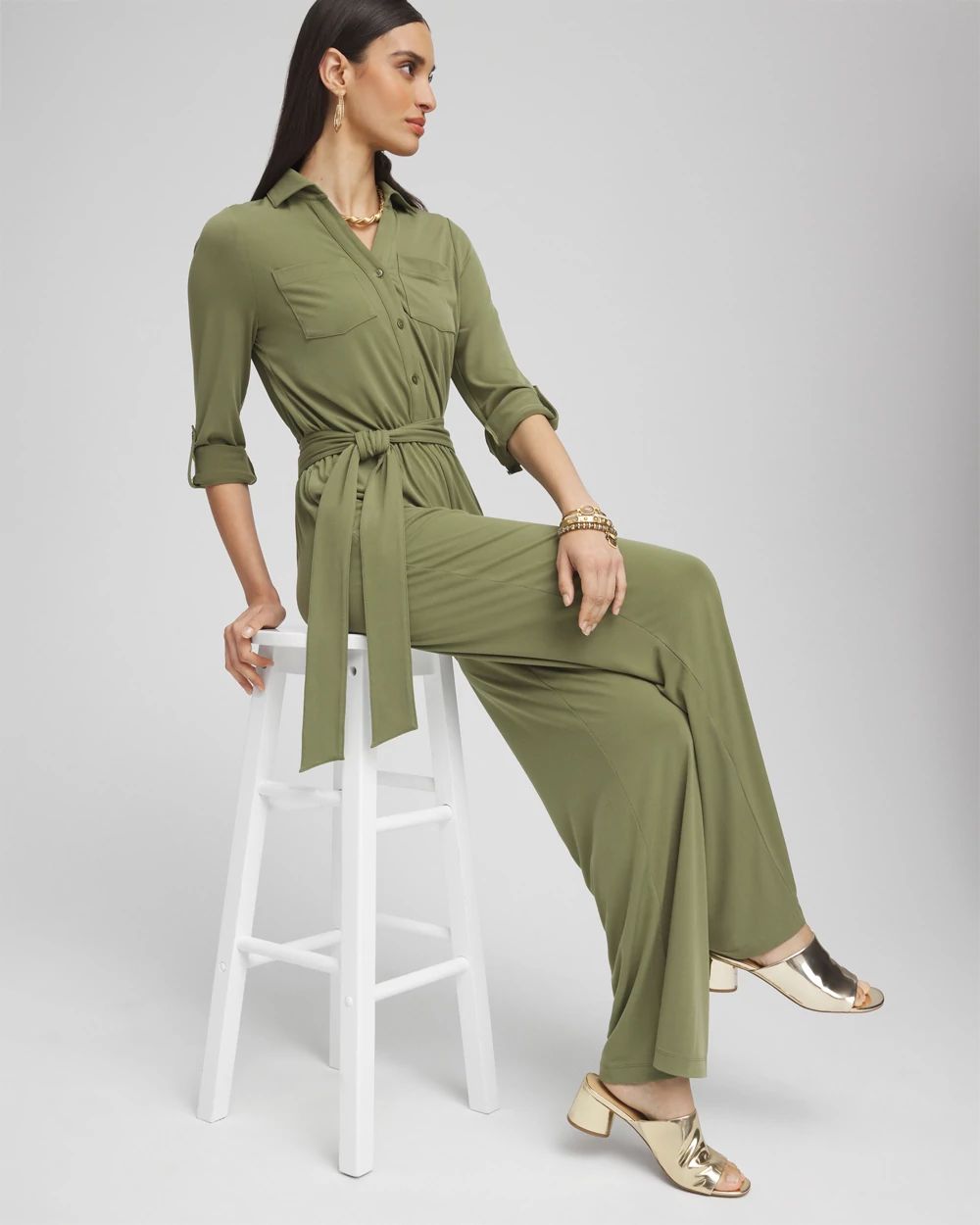 Belted Jersey Maxi Jumpsuit