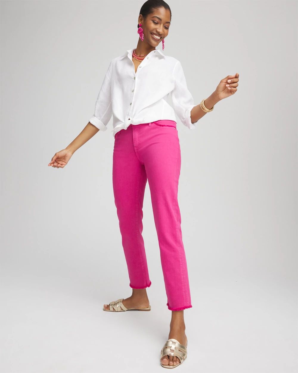 Girlfriend Frayed Cropped Jeans